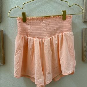 aerie Peach Smocked Waist Shorts
